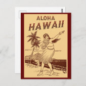 Aloha Hawaii Hula Girl Postkarte (Vorne/Hinten)