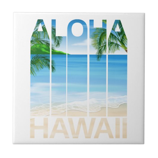 Aloha Hawaii-Insel-tropischer Strand Fliese (Vorderseite)