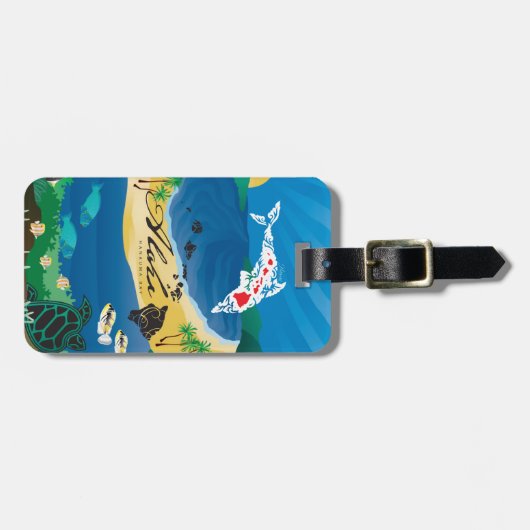 Aloha Hawaii-Inseln Gepäckanhänger (Vorderseite horizontal)