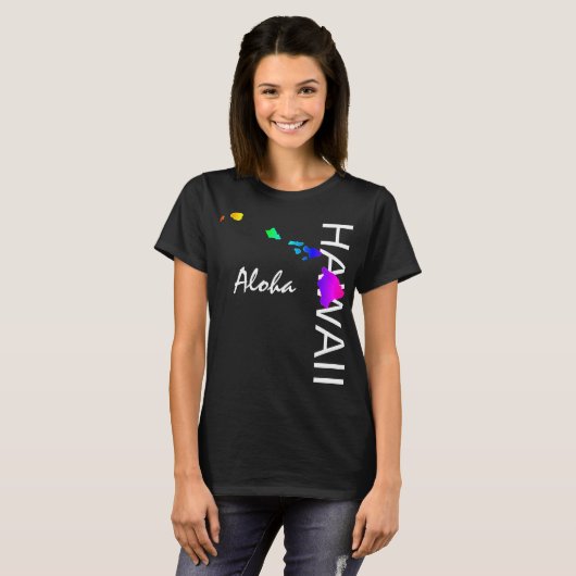 ALOHA - HAWAII-INSELN NEON RAINBOW T-Shirt (Vorne ganz)