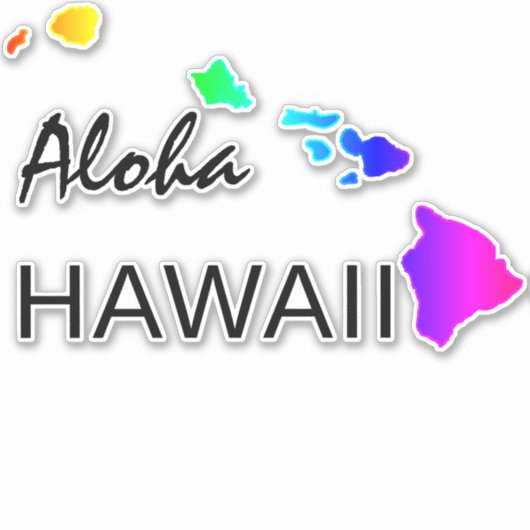 ALOHA - HAWAII-INSELN RAINBOW AUFKLEBER (Vorderseite)