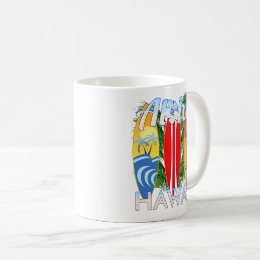 Aloha Hawaii-Inseln Surfen Kaffeetasse (VorderseiteRechts)