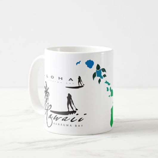 Aloha Hawaii Inseln Surfing Kaffeetasse (Vorderseite Links)