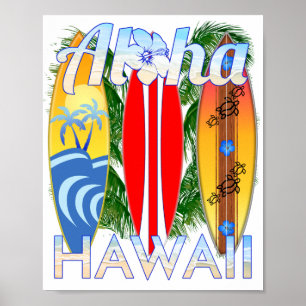 Aloha Hawaii Inseln Surfing Poster