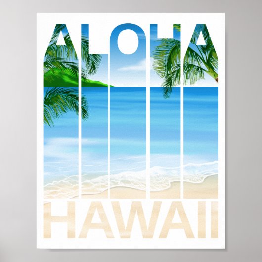 Aloha Hawaii Inseln Tropical Beach Poster (Vorne)