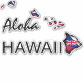 ALOHA - HAWAII ISLANDS HI Flag BLK Aufkleber (Vorderseite)