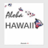ALOHA - HAWAII ISLANDS HI Flag BLK Aufkleber (Blatt)