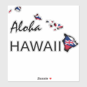 ALOHA - HAWAII ISLANDS HI Flag BLK Aufkleber