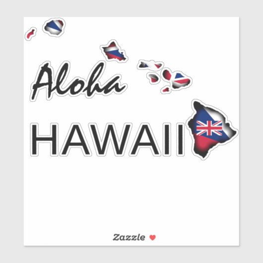 ALOHA - HAWAII ISLANDS HI Flag BLK Aufkleber (Blatt)