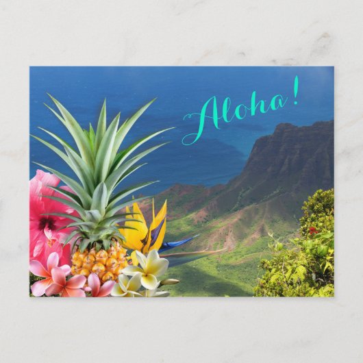Aloha Hawaii Landschaft und Flora Postkarte (Vorderseite)