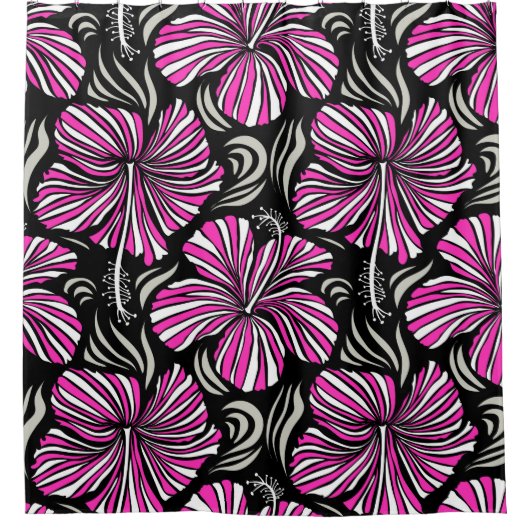 Aloha Hawaii, Luau Party Einladung auf schwarzem H Duschvorhang (Vorderseite)