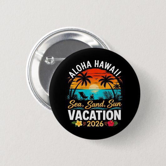 Aloha Hawaii Meer Sand Sonne 2026 Button (Vorne & Hinten)