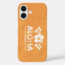 Aloha Hawaii mit Orange Hibiskus Phone Case