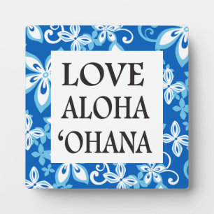 ALOHA HAWAII MUSTER IN BLAU x 2- "Ohana" Fotoplatte
