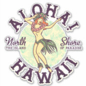 Aloha Hawaii North Shore Hula Girl Lei Aufkleber (Vorderseite)