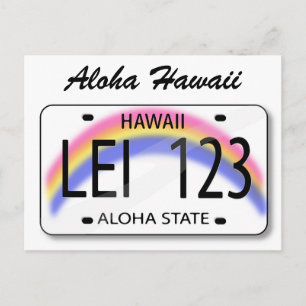 Aloha Hawaii-Nummernschild Postkarte