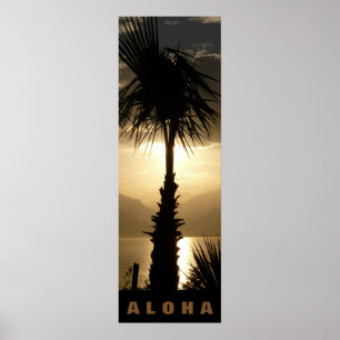 Aloha Hawaii Palm Trees Tropics Sunset Travel Poster