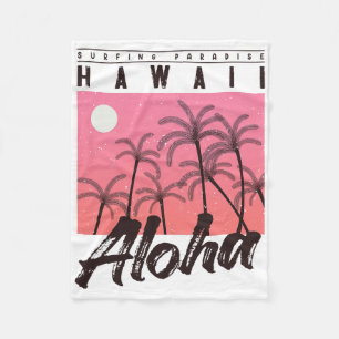 Aloha Hawaii Palme Baum Retro Sonnenuntergang Stra Fleecedecke
