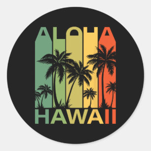 Aloha Hawaii Palme Tropisch Hawaiianische Insel Re Runder Aufkleber