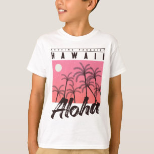 Aloha Hawaii Palmenbaum Retro Sonnenuntergang Stra T-Shirt