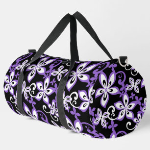 ALOHA HAWAII-PATTER IN SCHWARZ/LAVENDER DUFFLE BAG