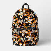 ALOHA HAWAII PATTER IN SCHWARZ/ORANGE BEDRUCKTER RUCKSACK (Vorderseite)
