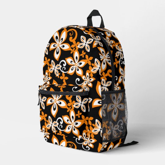 ALOHA HAWAII PATTER IN SCHWARZ/ORANGE BEDRUCKTER RUCKSACK (Rückseitige Ecke Rechts)