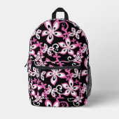 ALOHA HAWAII PATTER IN SCHWARZ/PINK BEDRUCKTER RUCKSACK (Vorderseite)