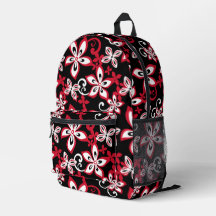 ALOHA HAWAII-PATTER IN SCHWARZ/ROT DRUCKRÄUMEN