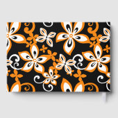 ALOHA HAWAII PATTER IN SCHWARZ UND ORANGE GÄSTEBUCH (Rückseite)