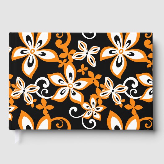ALOHA HAWAII PATTER IN SCHWARZ UND ORANGE GÄSTEBUCH (Vorderseite)