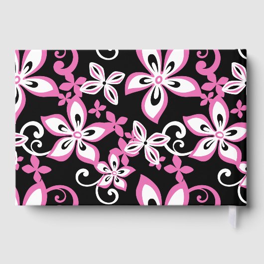 ALOHA HAWAII PATTER IN SCHWARZ UND PINK GÄSTEBUCH (Rückseite)