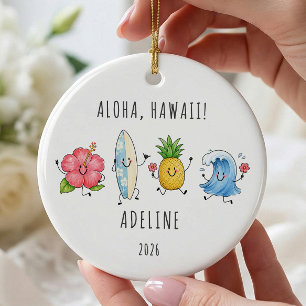 Aloha Hawaii Personalisiertes Reise-Ornament Keramik Ornament