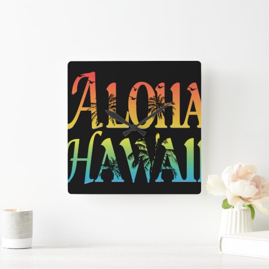 Aloha Hawaii Quadratische Wanduhr (Zuhause)