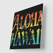 Aloha Hawaii Quadratische Wanduhr (Winkel)
