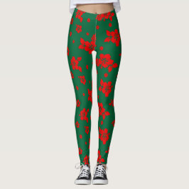Aloha Hawaii Red über grünes Weihnachtsmuster Leggings