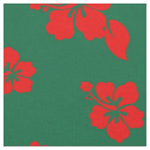 Aloha Hawaii Red über grünes Weihnachtsmuster Stoff (Nahaufnahme)