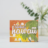 Aloha! Hawaii Reiseplakat Cartoon Postkarte (Stehend Vorderseite)