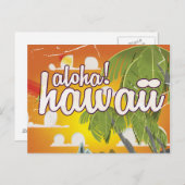 Aloha! Hawaii Reiseplakat Cartoon Postkarte (Vorne/Hinten)