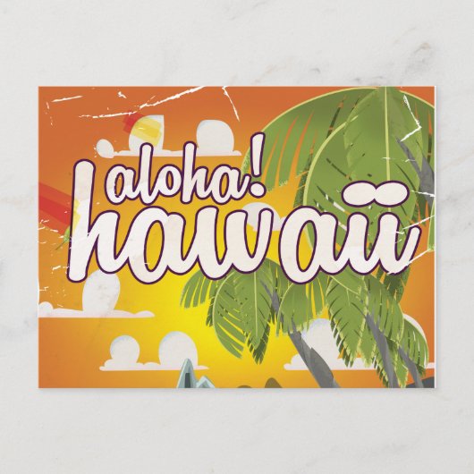 Aloha! Hawaii Reiseplakat Cartoon Postkarte (Vorderseite)