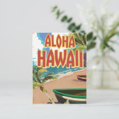 Aloha Hawaii Reiseposter Postkarte (Stehend Vorderseite)