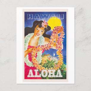 Aloha, Hawaii, Reisestil im Vintage-Look Postkarte