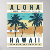 Aloha Hawaii Retro Travel Poster (Vorne)