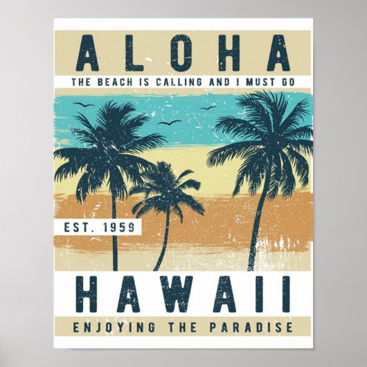 Aloha Hawaii Retro Travel Poster (Vorne)