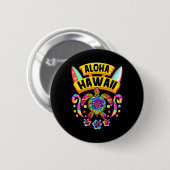 Aloha Hawaii Retro Turtles Summer Vater Mama Button (Vorne & Hinten)
