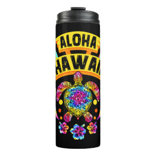 Aloha Hawaii Retro Turtles Summer Vater Mama Thermosbecher