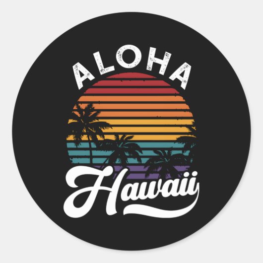 Aloha Hawaii Runder Aufkleber (Vorderseite)