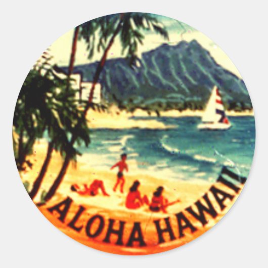 Aloha Hawaii Runder Aufkleber (Vorderseite)