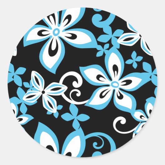 ALOHA HAWAII (SCHWARZ/BLAU) CLASSIC ROUND STICKER (Vorderseite)