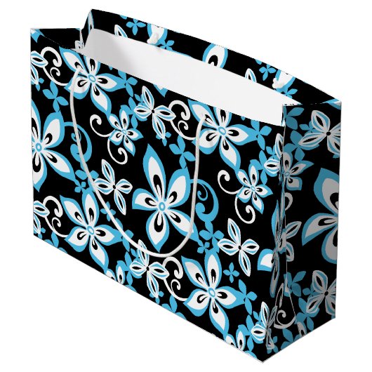 ALOHA HAWAII (SCHWARZ/BLAU) GROßE GESCHENKTÜTE (Rückseite Schrägansicht)